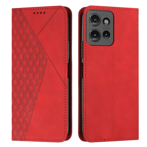 Moto G 2025 Diamond Splicing Skin Feel Magnetic Leather Phone Case - Red